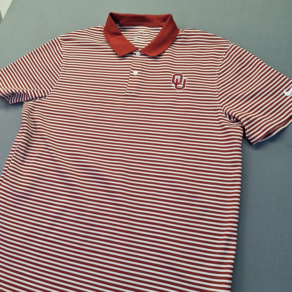 Nike Oklahoma Sooners Dri-FIT Victory Stripe Polo Crimson White GM1044 Mens L